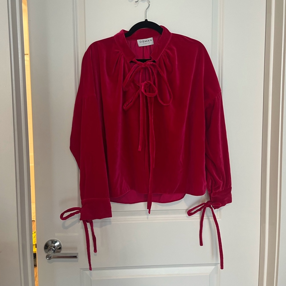 OSMAN Pink Velour Long Sleeve Top